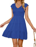 ZESICA Women's Bohemian Ruffle Smocked A Line Mini Dress