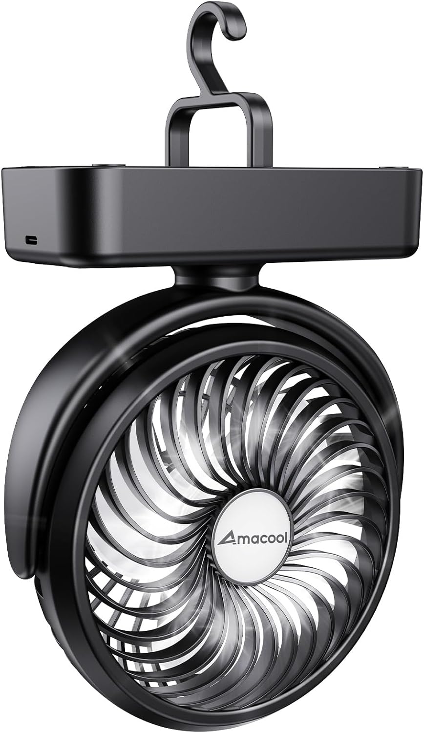 AMACOOL Portable Fan-Lantern Combo: 40H Work Time