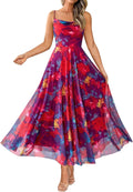 Summer Floral Maxi Dress with Cowl Neck - Flowy Boho Beach Style