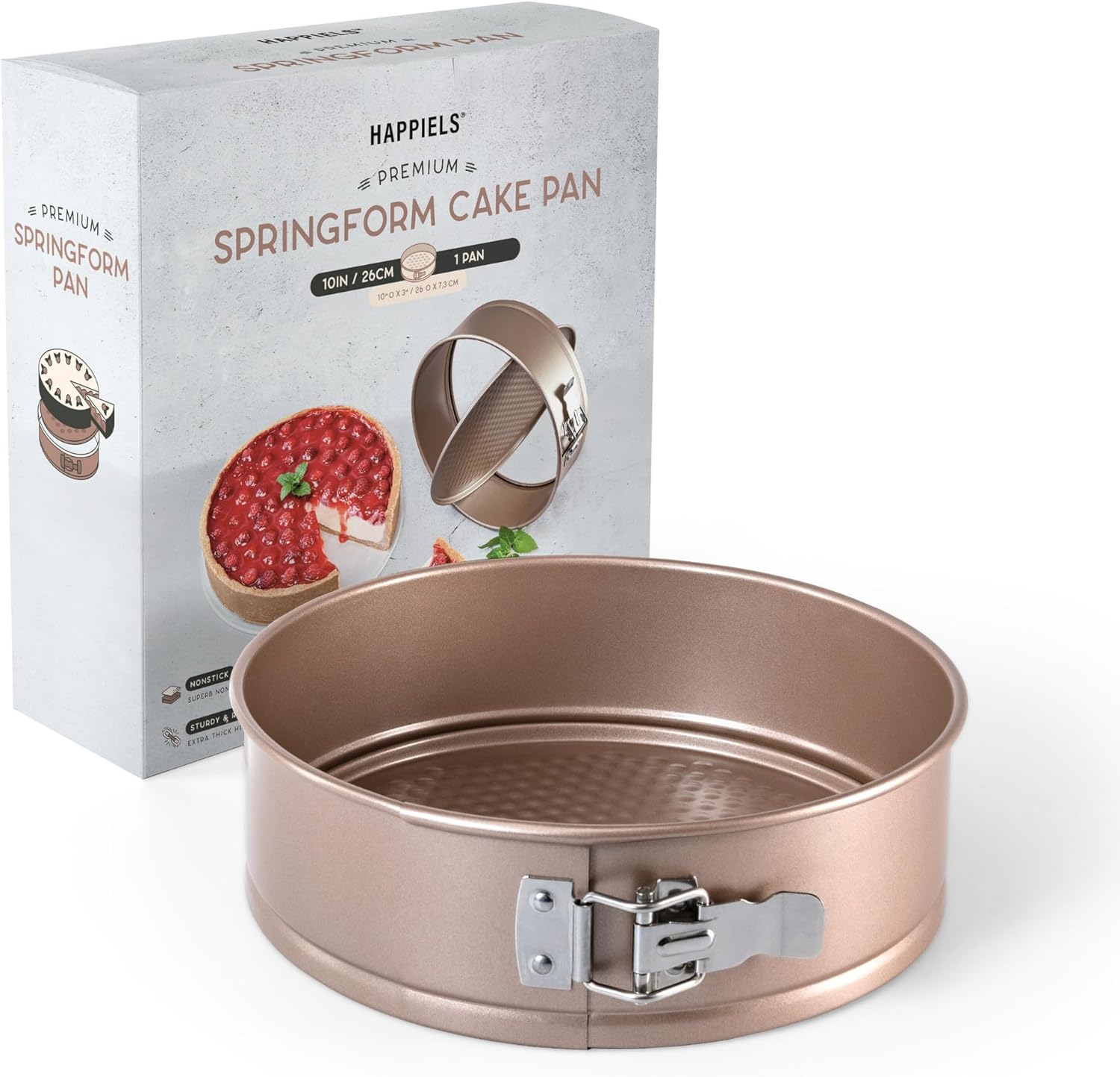 HAPPIELS Non-Toxic Nonstick 10-Inch Round Springform Cake Pan
