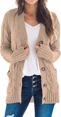 Open Front Cardigan Sweater for Women - Cozy Button Down Knit