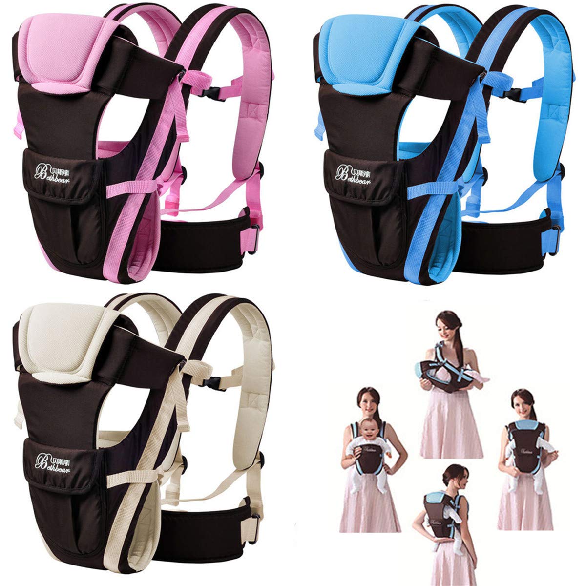 Adjustable 4-Position Baby Carrier in Pink