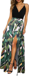 Women Summer 2025 Maxi Dress Floral Spaghetti Strap - Flowy Split skin