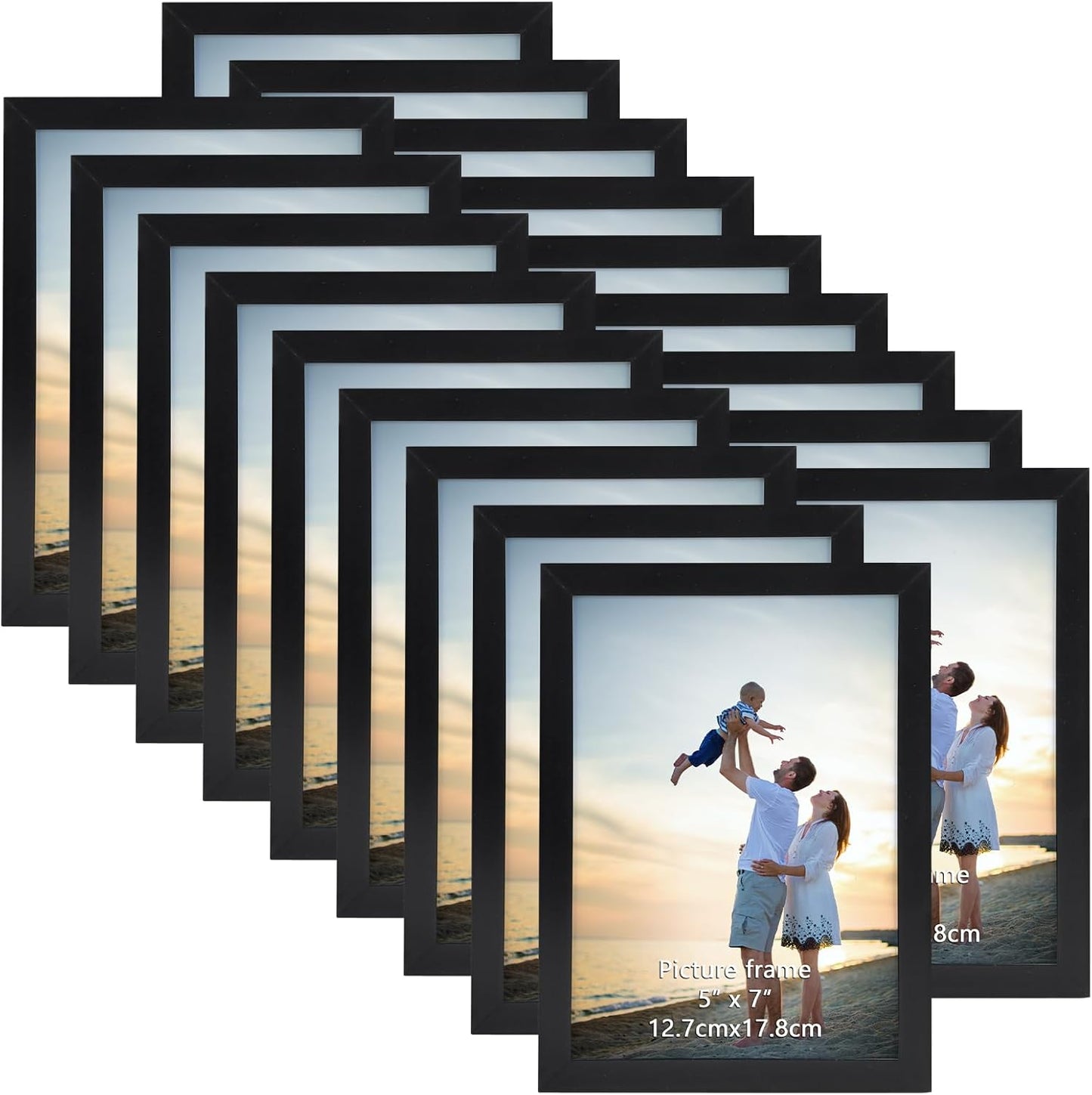 18 Packs 5x7 Black Multi Plastic Picture Frames for Photos