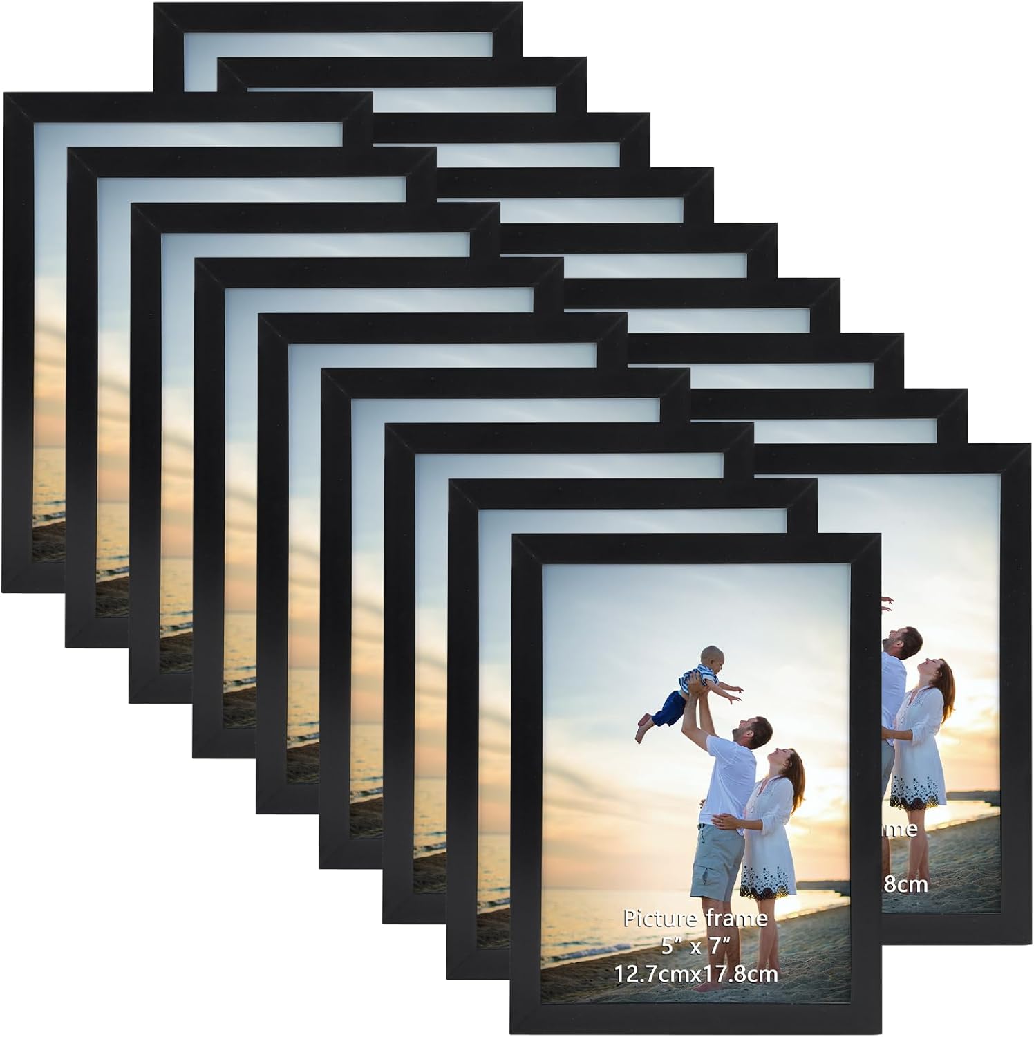 18 Packs 5x7 Black Multi Plastic Picture Frames for Photos