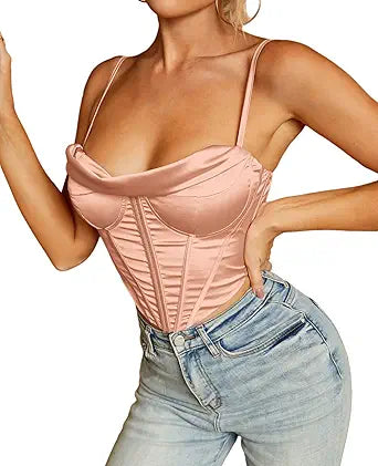 Satin Spaghetti Strap Party Crop Top for Stylish Women