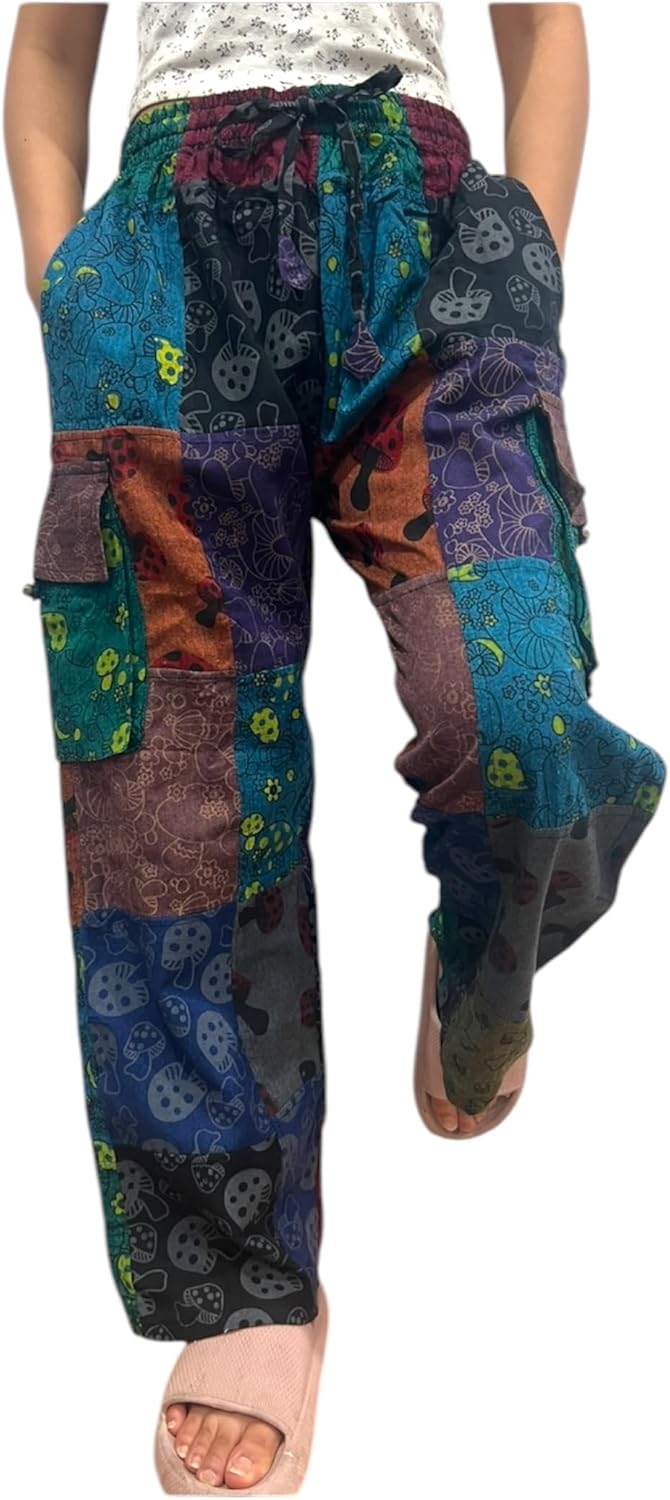 Handmade Mushroom Patchwork Trousers for Comfort and Style