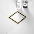 Square Shower Drain 4ft Brushed Gold Tiled Insert Drain - High Flow