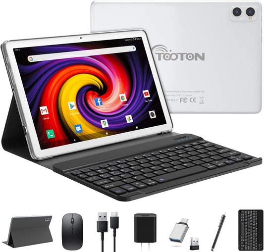 TOOTON 2 in 1 Tablet with Keyboard - 10 Inch Android Device