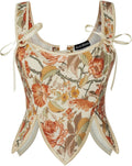 Scarlet Darkness Renaissance Corset Top with Floral Lace Up