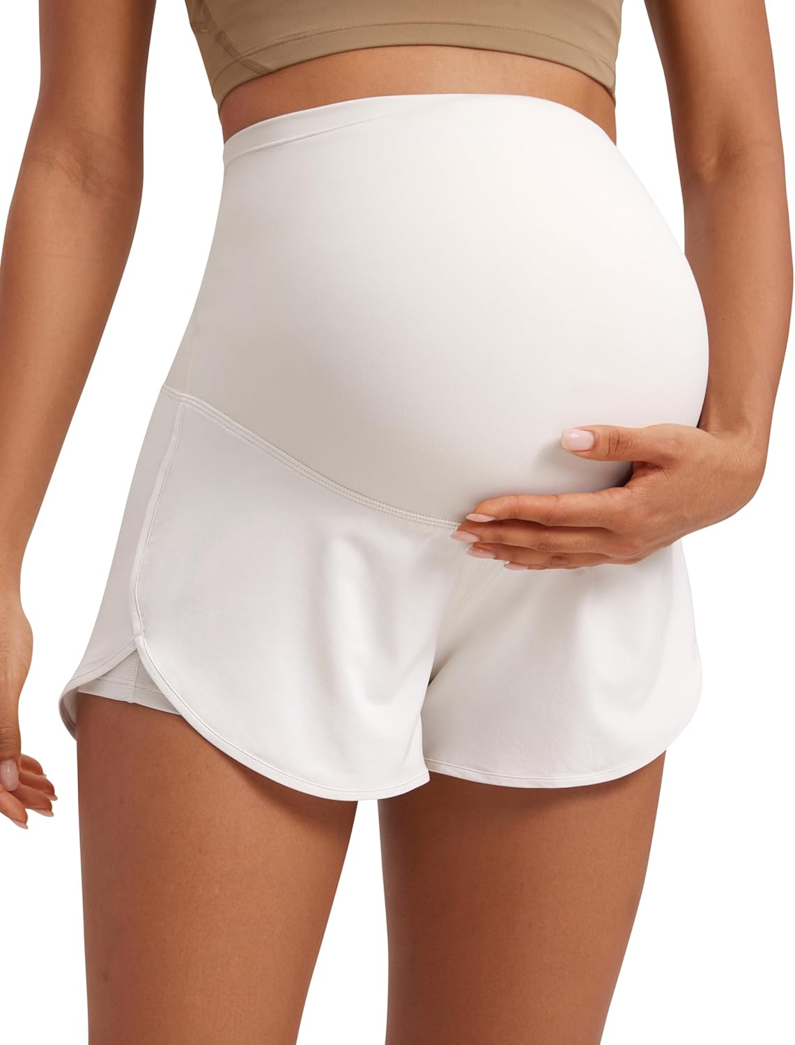 CRZ YOGA Lightweight Maternity Dolphin Workout Shorts for Moms