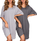 ft FENTENG 2-Pack Women's V Neck Nightgowns - Soft, Loose Sleepwear