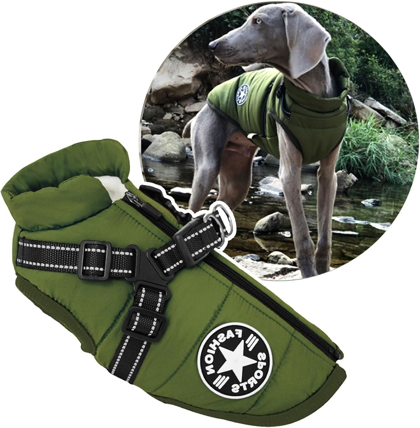 2 in 1 Dog Clothes for Large Dogs - Winter Warm Coat Jacket