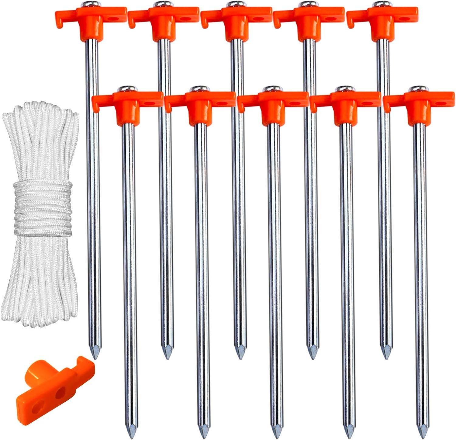 ABCCANOPY 15 Orange Camping Tent Stakes x10