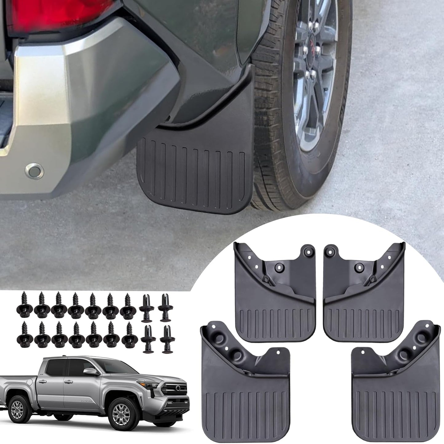 Mud Flaps for Toyota Tacoma 2024 2025 - Flexible No Drill Guards