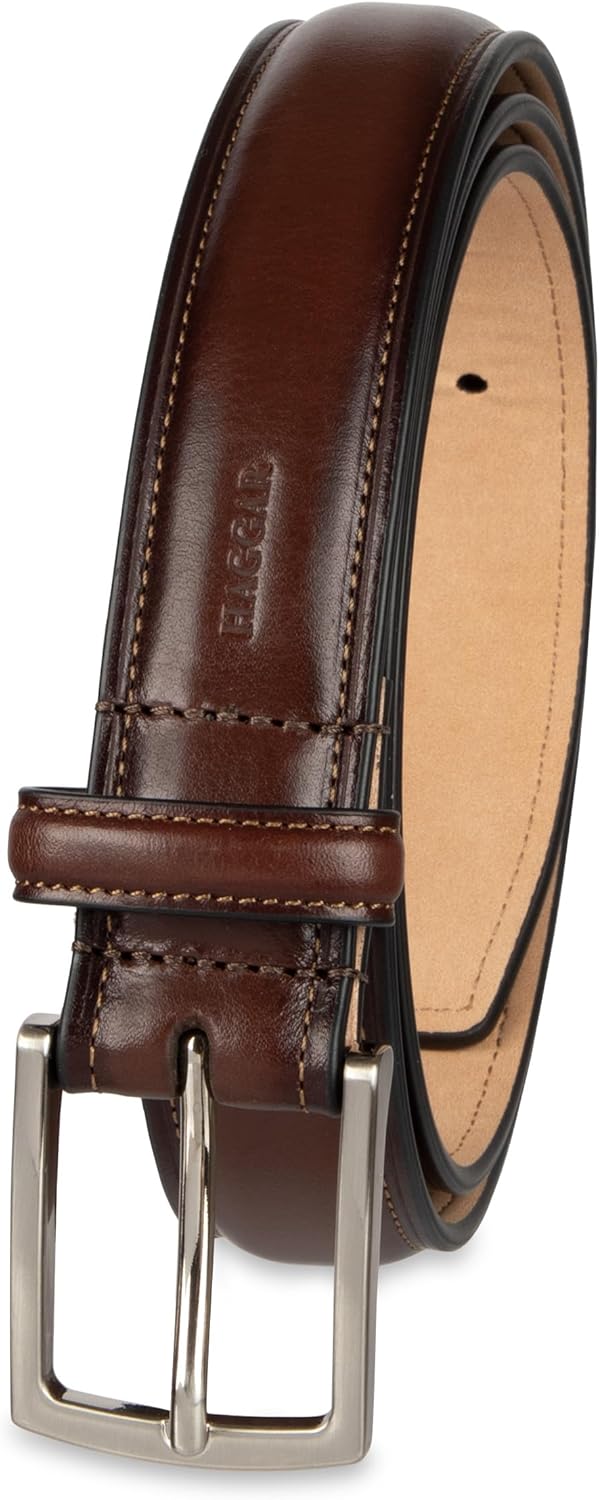 Haggar Leather Dress Belt for Suits and Casual Wear Options