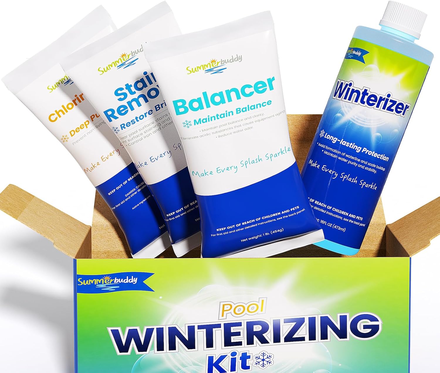 4 in 1 Pool Winterizing Kit for Above Ground Pools Up to 15,000ft