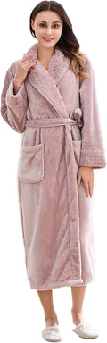 Women's Plush Soft Warm Fleece Bathrobe RH1591 - Hooded Long Robe