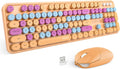 Wireless Keyboard and Mouse Combo with Round Keycaps - Colorful Retro