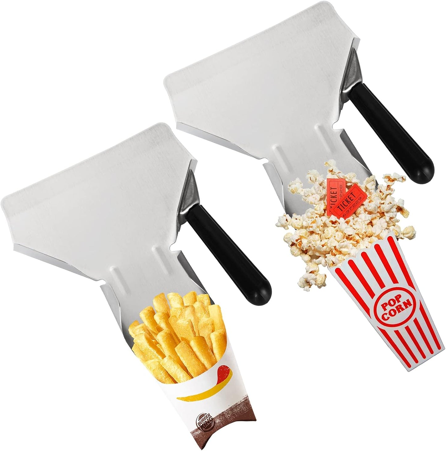Quick-Fill Stainless Steel Popcorn & Fry Scoop Duo