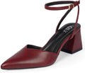 Closed Toe Heels for Women Ankle Strap Pointed Toe (Style ZBMT)