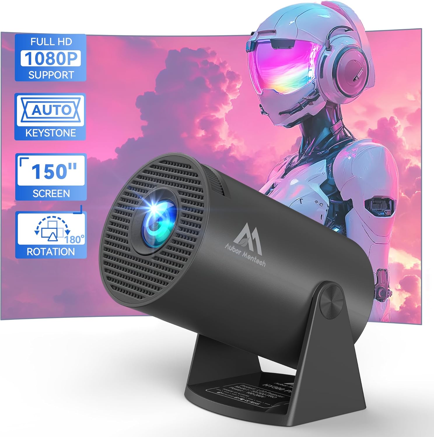 Portable Smart Projector: Full HD 1080P, WiFi, Bluetooth