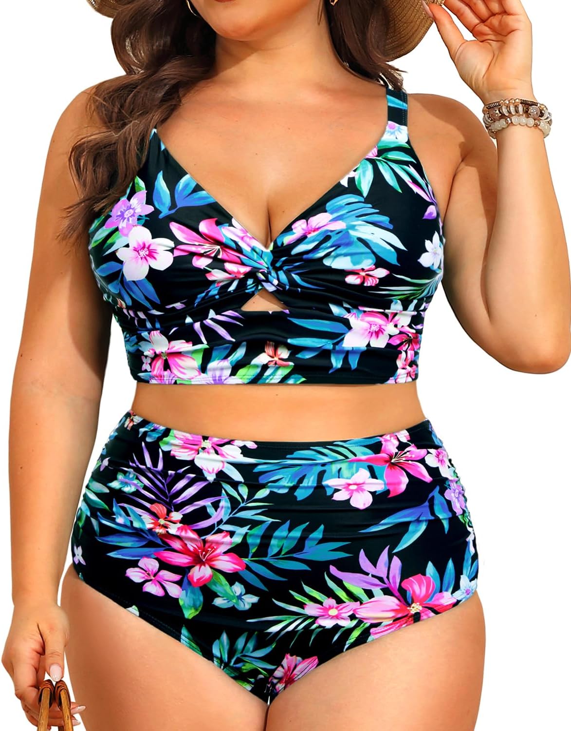 Daci Plus Size Two Piece Swimsuits for Women - High Waisted