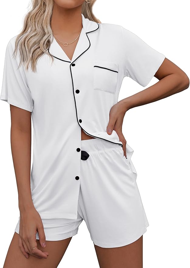 Ekouaer Women Classic Button Down Soft Short Pajamas Set Review