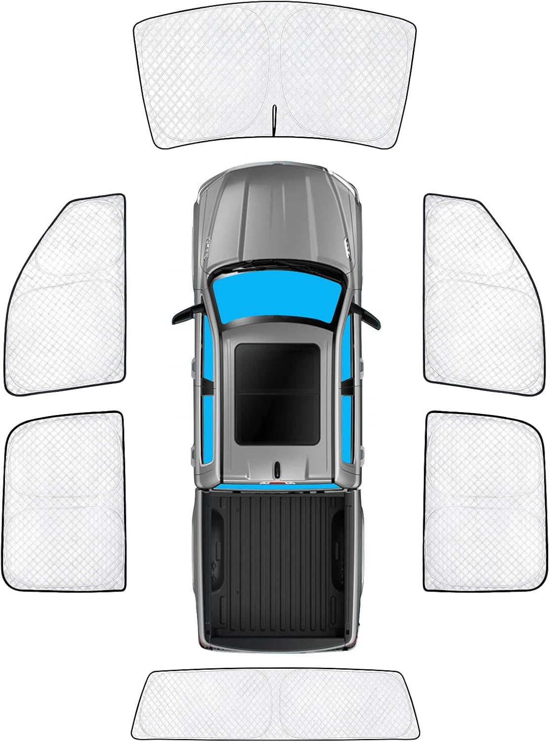 KMF 6pcs Thicken Full Window Sun Shades for Dodge Ram 1500