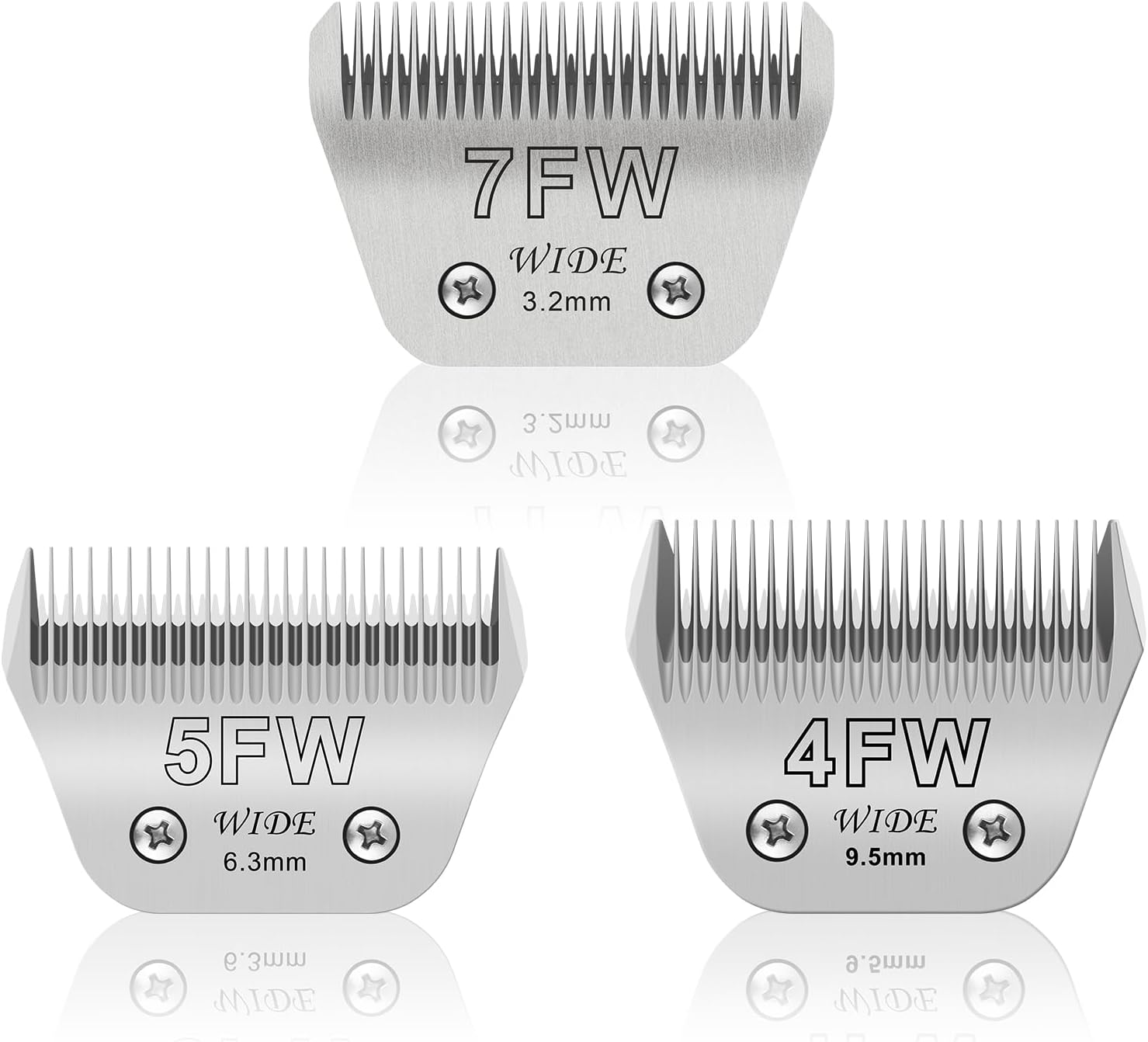 7FW+5FW+4FW Wide Pet Dog Grooming Blades Kit for Larger Animals