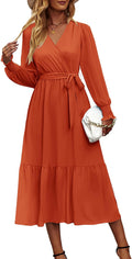 Women's Floral Boho Wrap V Neck Maxi Dress - Flowy Ruffle Style Shoes