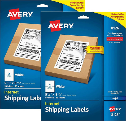 Avery Inkjet Shipping Labels, 250 Labels x 5, TrueBlock