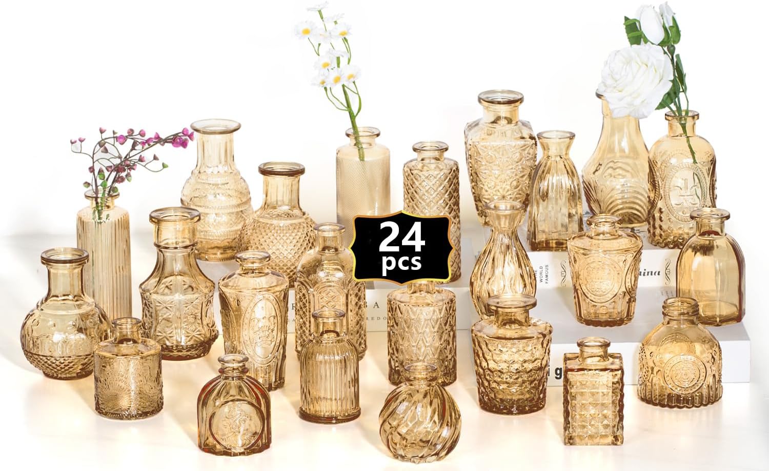 24PCS Mini Bud Vases for Wedding Centerpieces and Decor