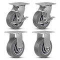 5ft Caster Wheels Heavy Duty Rubber Plate Casters - Smooth, 3200 lb