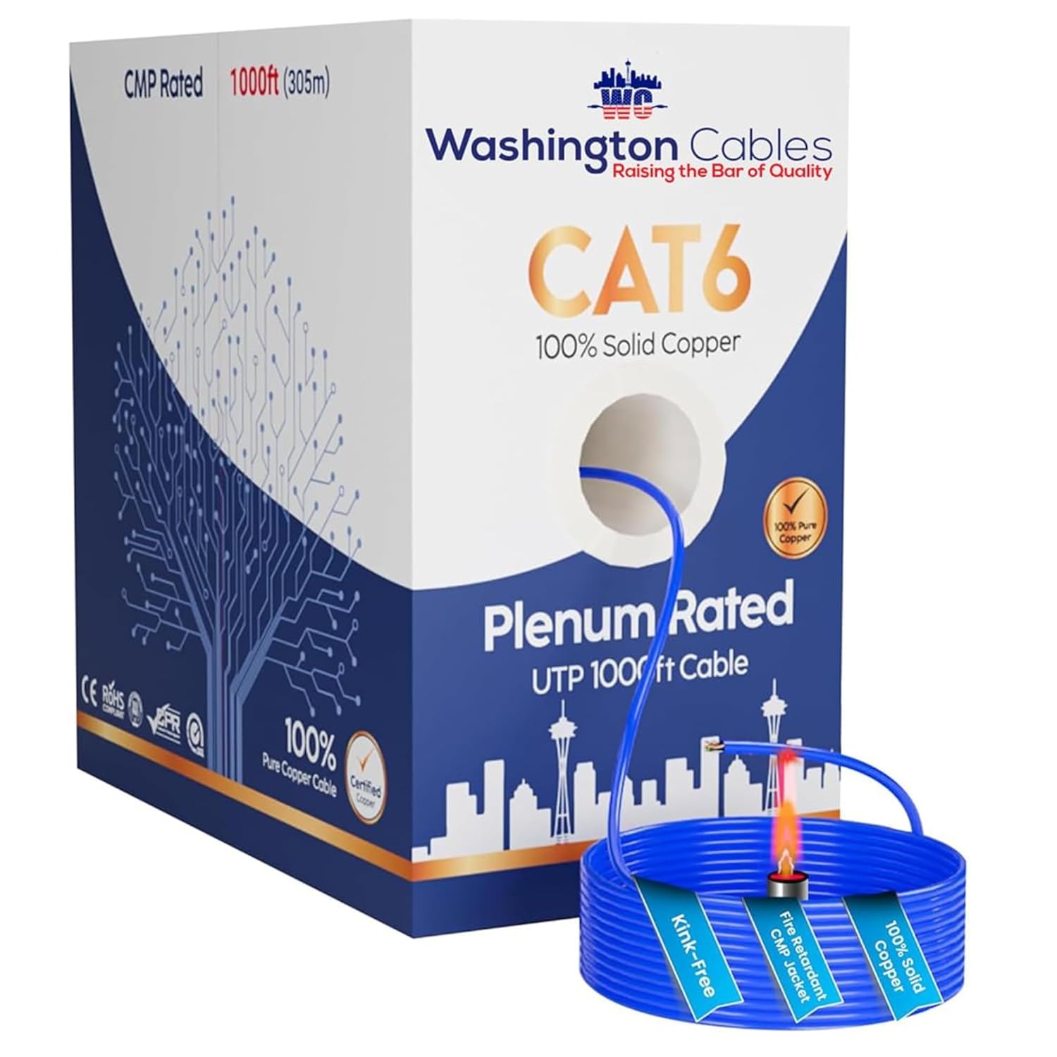 Cat6 Ethernet Cable 1000ft Plenum for High-Speed Networking