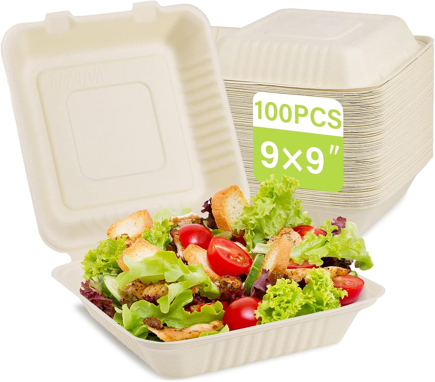 Compostable Food Container 100 Pack for Eco-Friendly Takeout