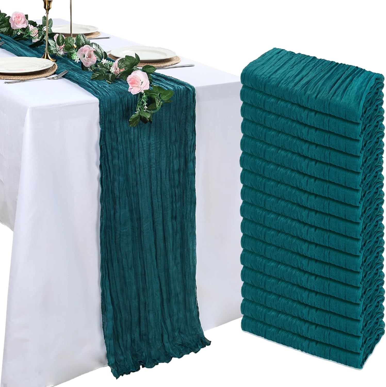 Teal Cheesecloth Table Runner 16 Pack for Elegant Events