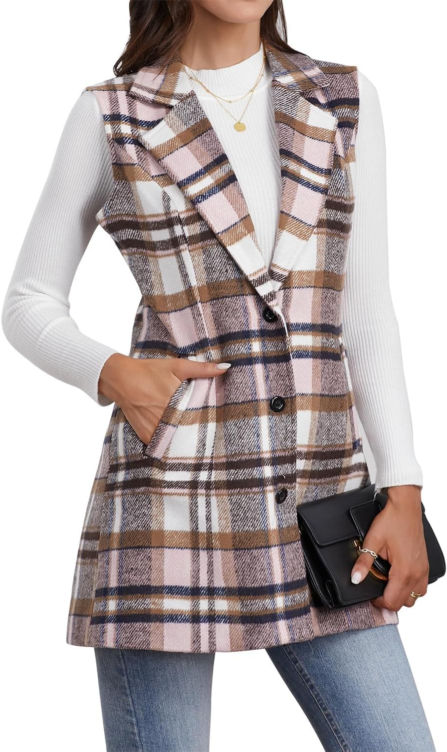 Plaid Vest for Women by IDEALSANXUN - Stylish Fall Layering