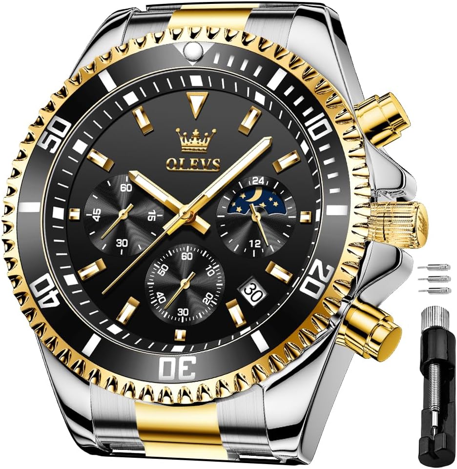 OLEVS Men's Waterproof Chronograph Watch with Luminous Face