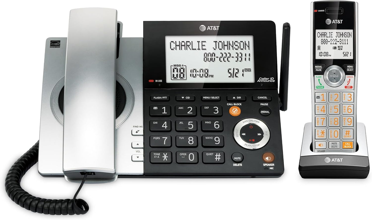 AT&T CL84107 Expandable Corded/Cordless Phone with Smart Blocker