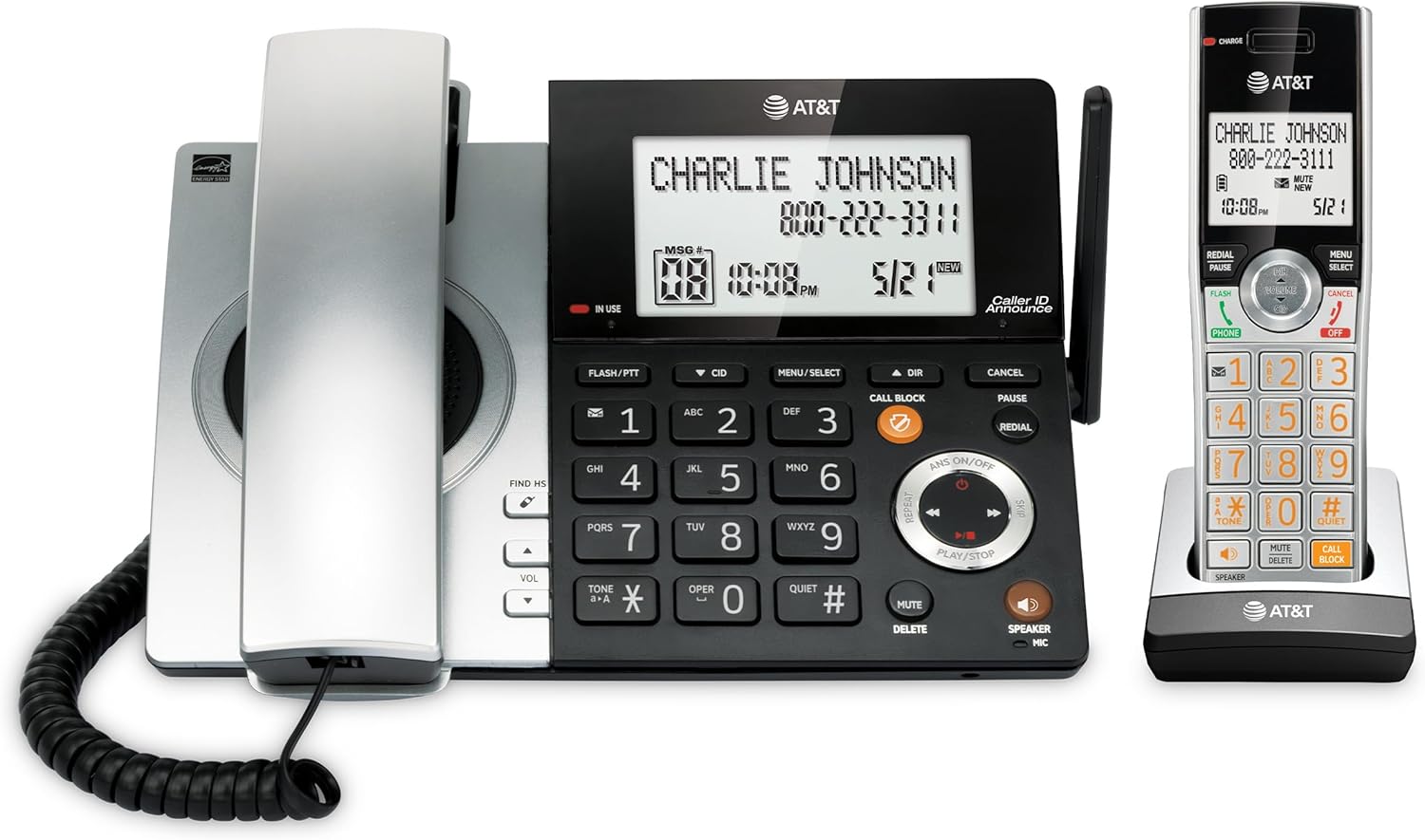 AT&T CL84107 Expandable Corded/Cordless Phone with Smart Blocker
