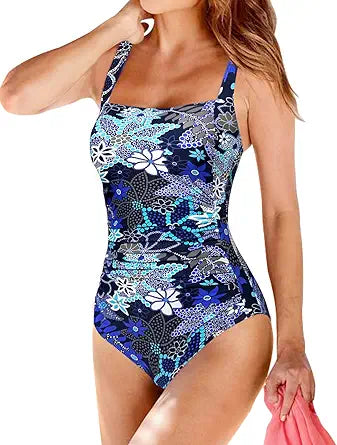 Upopby Women's Vintage Padded Push Up One Piece Swimsuits