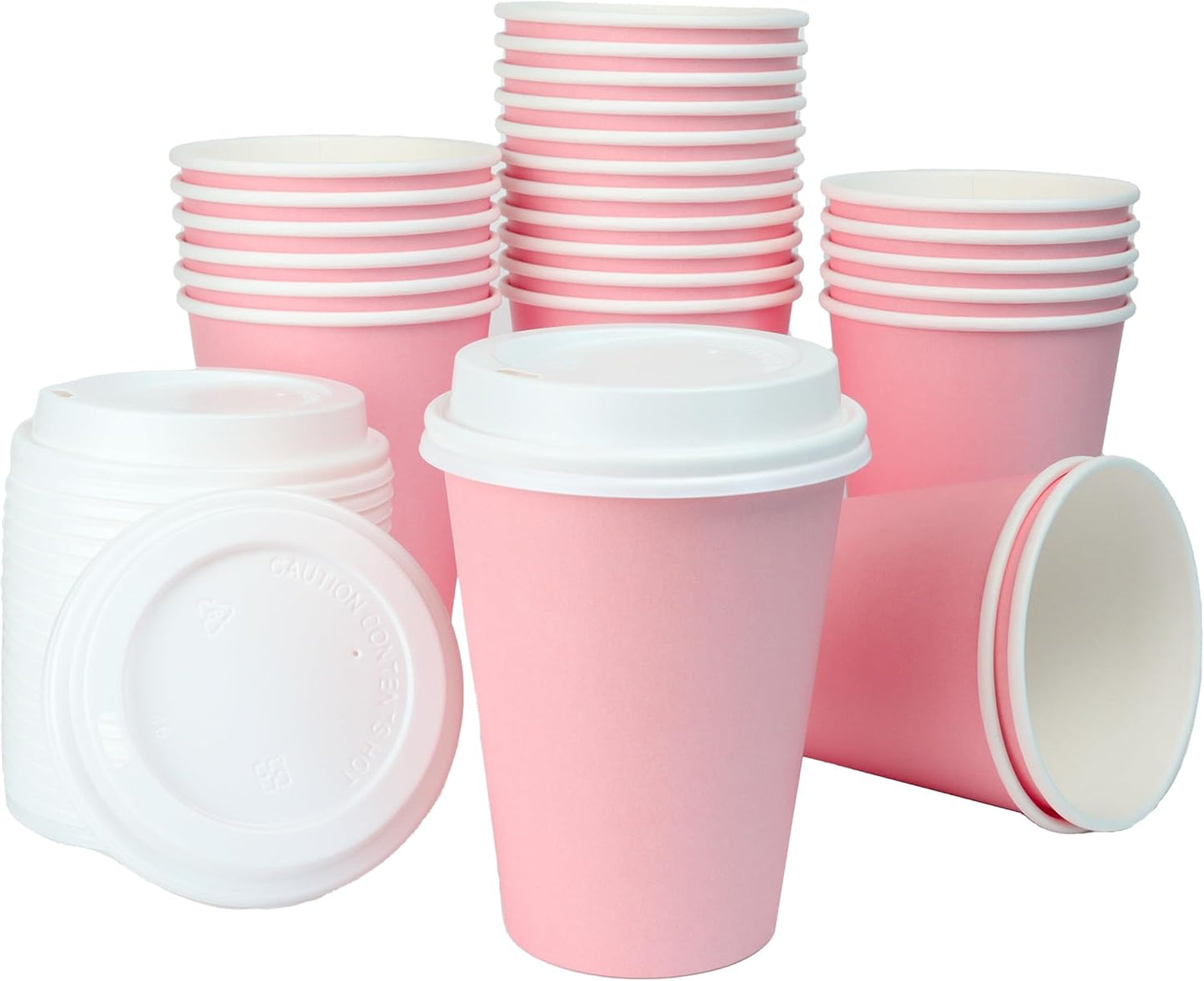 Pink Travel Coffee Cups 12oz | Luxury Disposable Cups | 25ct