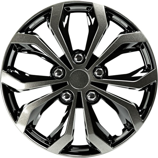 Pilot Automotive 17 Inch Spyder Black & Gunmetal Grey Hubcaps