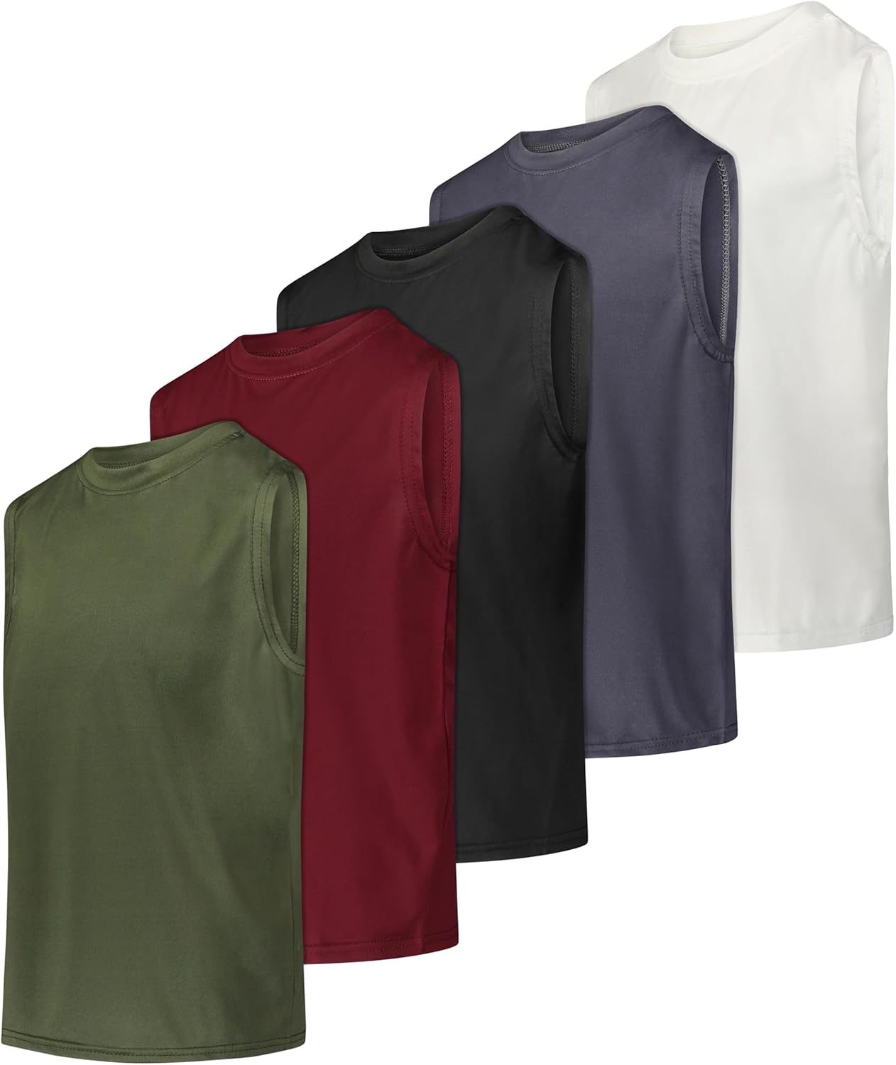 Boys Dry-Fit Active Athletic Performance Tank Top 5 Pack