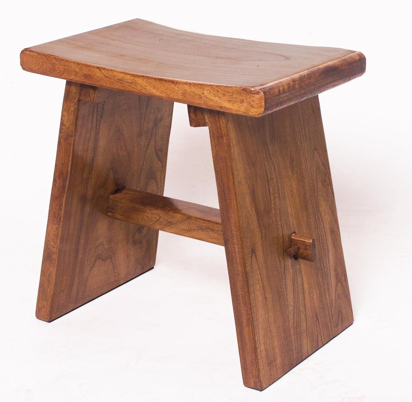 Rustic Solid Wood Accent Stool - Versatile Indoor/Outdoor Seating