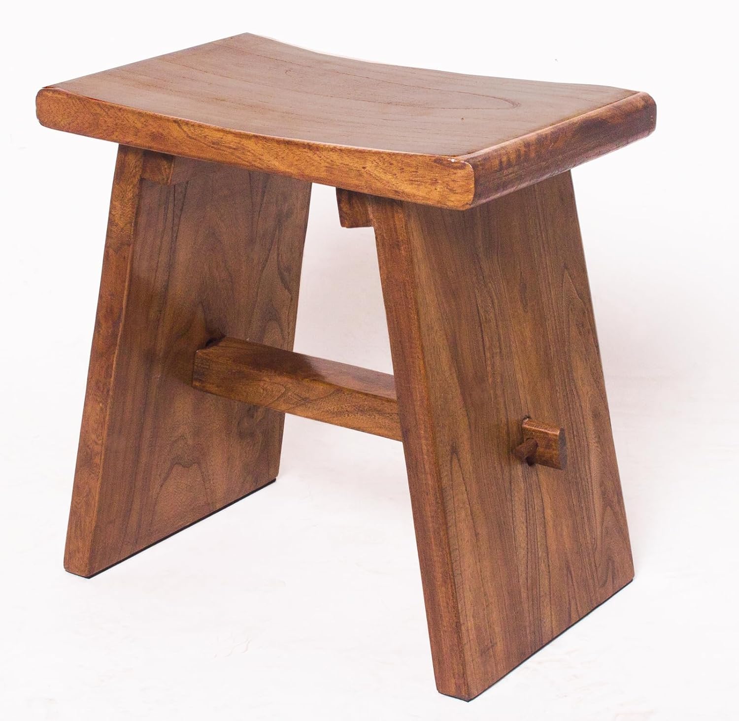 Rustic Solid Wood Accent Stool - Versatile Indoor/Outdoor Seating