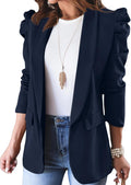 Women's Puff Sleeve Blazer Jacket - Casual Office Tailored Fit