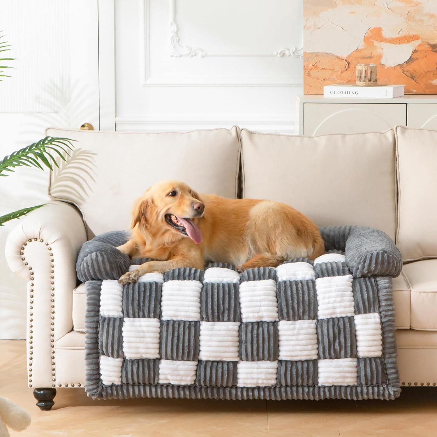 Dog Bed for Couch with Bolster - Comfy Washable Furniture Protector