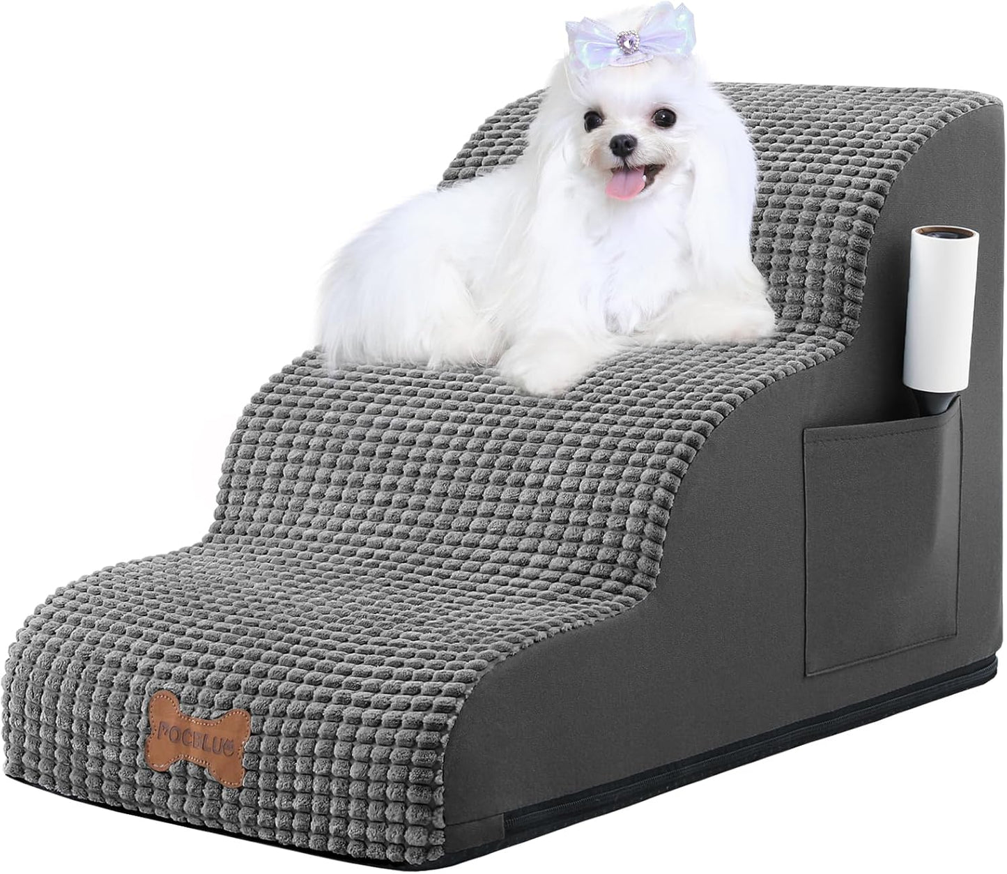 Dog Stairs for Small Dogs, High Density Foam Pet Ramp for Bed